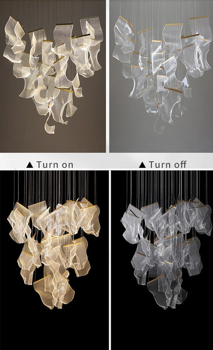 Light Guide LED Modern Chandelier living room decor lighting Duplex Rotating Stairs Pendant Lamp Dining room Hanging Lights