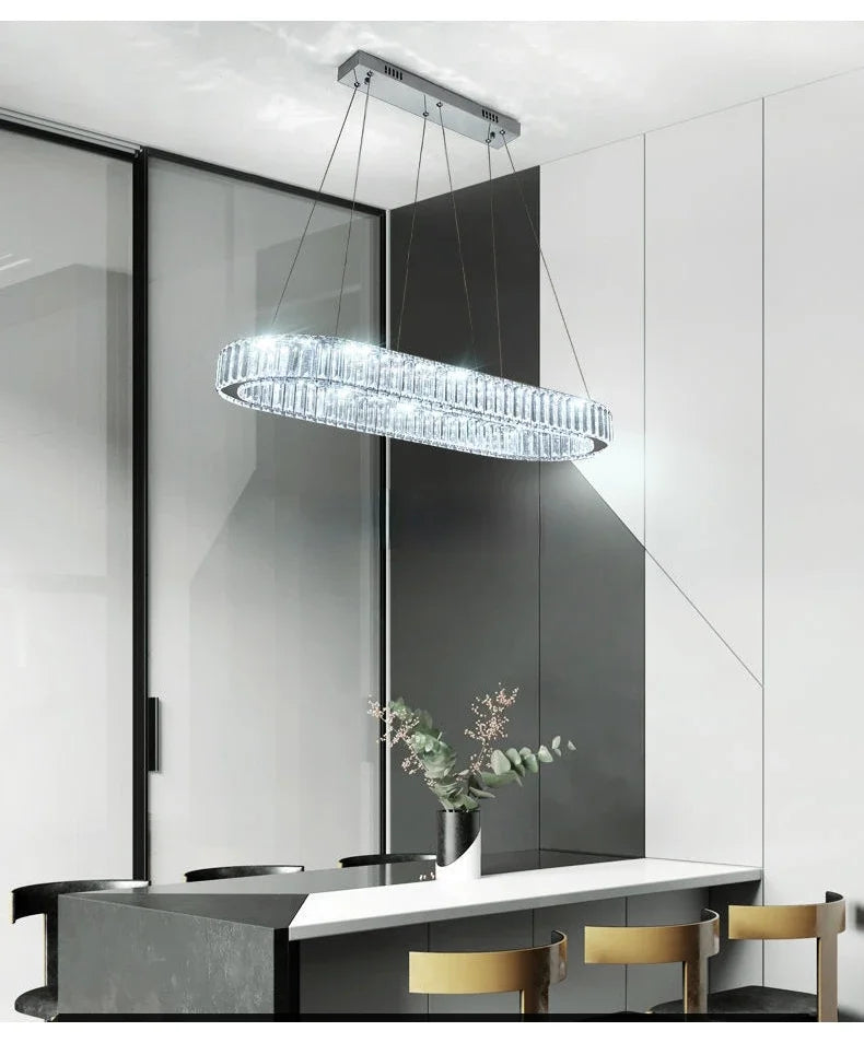 2024 Led Luxury Crystal Ceiling Pendant Lamp Living Room Bedroom Hanging Chandelier Bar Dining Table Light for Room Decor Lustre