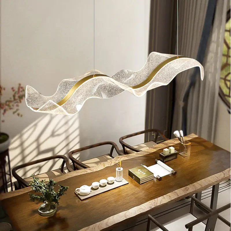 Chinese style light luxury dining room chandelier personalized creative long bar lamp new Chinese tea room lamps and lanterns