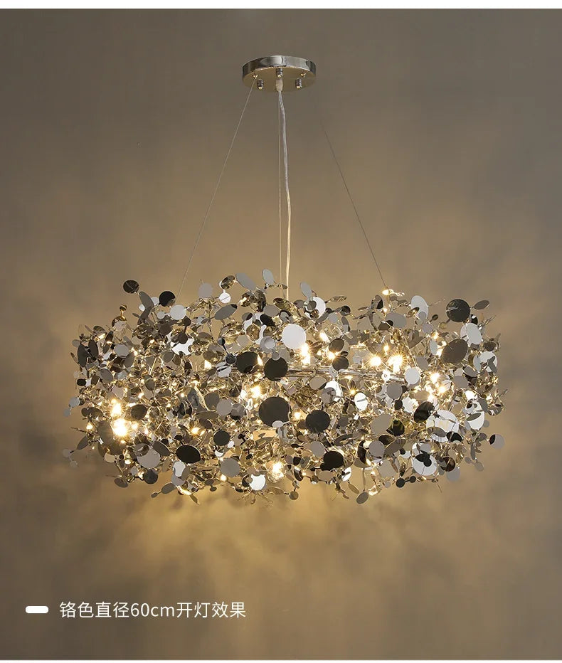 New Stainless Steel Chandelier Post -modern Shallow Luxury Living Room Restaurant Chandelier Gold/chromium Plating Chandelier