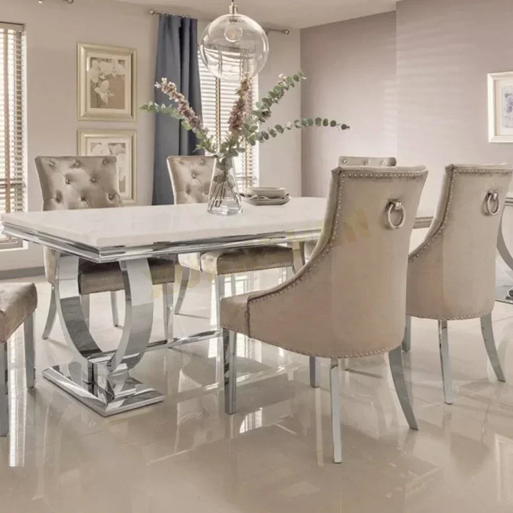 Modern Home Dining Room Furniture Dinning Room Table Luxury Stainless Steel Marble Dining Tables