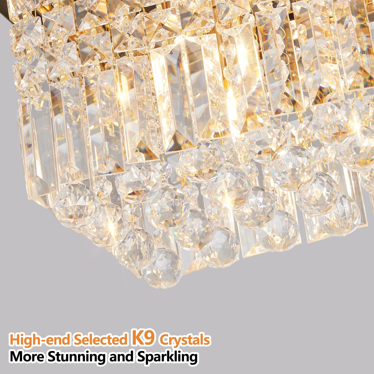 Modern Crystal Chandelier for Dining Room 8-Light  Rectangle Raindrop Chandelier Contemporary Rectangular Fixture Pendant Light