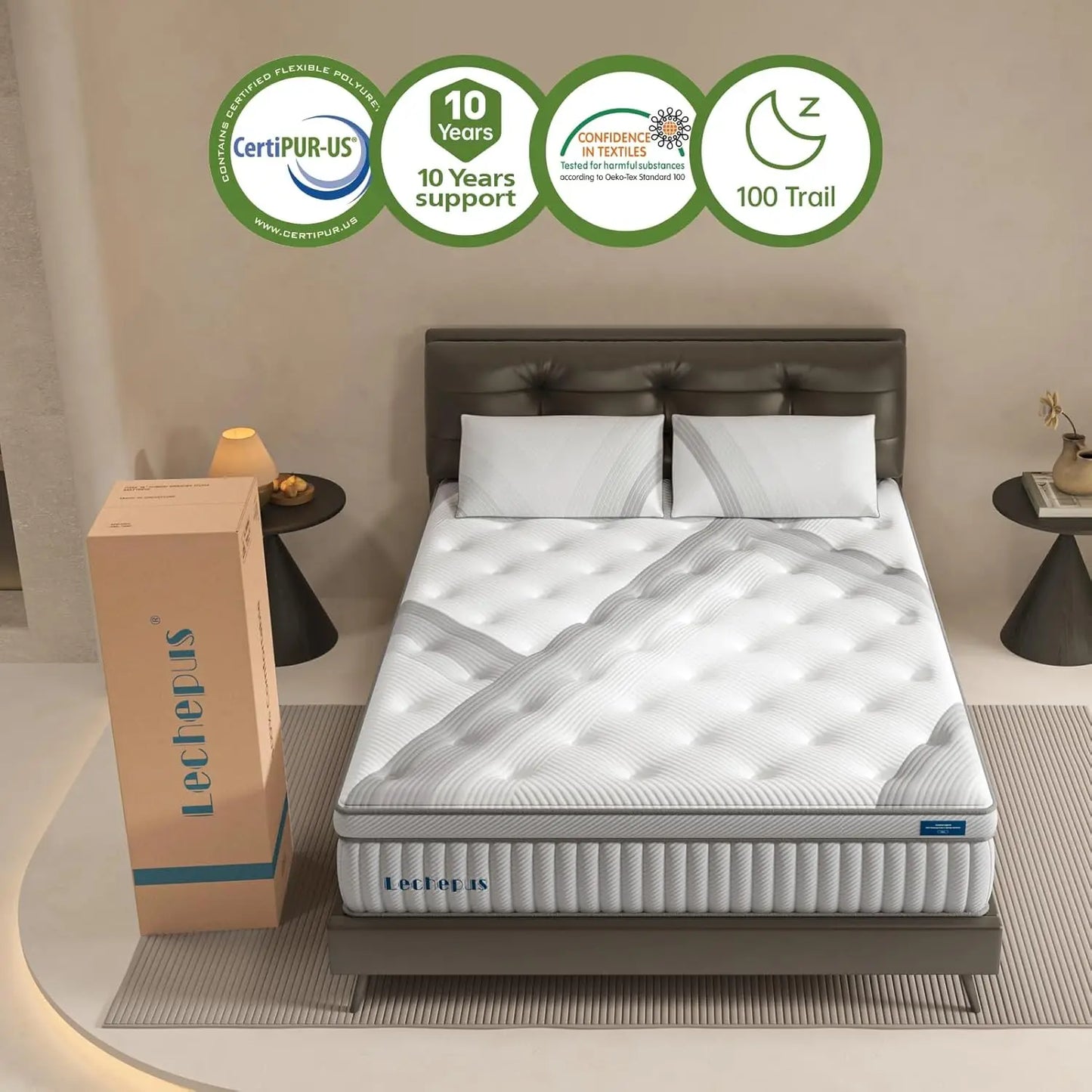 Full Mattress 14Inch Medium Plush Full Size Mattress in Box Hybrid Mattress with Memory Foam 7 Zone Individual Pocket Spring