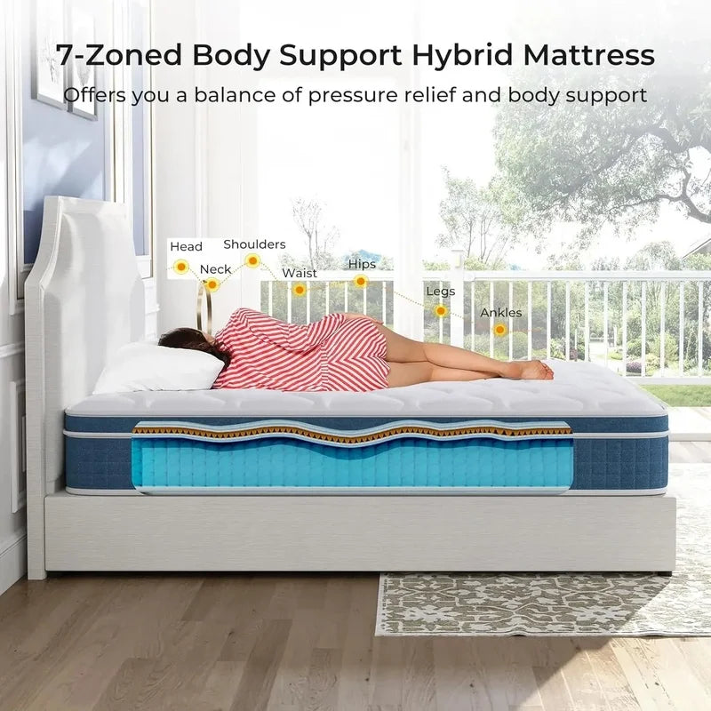 Hybrid 10 Inch Twin Size Mattress in a Box with Pocket Springs and Memory Foam
