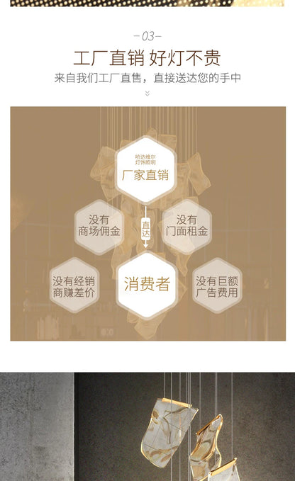 Light Guide LED Modern Chandelier living room decor lighting Duplex Rotating Stairs Pendant Lamp Dining room Hanging Lights