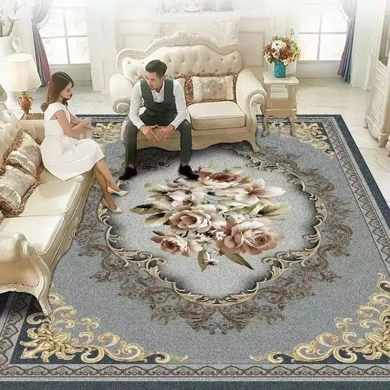 European Red Luxury Carpet Large Living Room Decoration Home Rugs Soft Comfortable Lounge Rug Anti Slip Washable Bedroom Mat