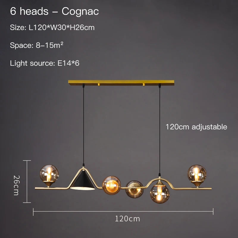 Nordic Black LED Chandelier For Living Room Kitchen Modern Home Indoor Ceiling Lighting Fixtures Glass Ball E14 Hanging Lamps
