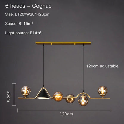 Nordic Black LED Chandelier For Living Room Kitchen Modern Home Indoor Ceiling Lighting Fixtures Glass Ball E14 Hanging Lamps