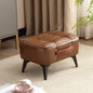 Small FootStool Ottoman with Stable Metal Legs Upholstered Footstool Padded Foot Rest PU Leather Rectangle Small Step Stool