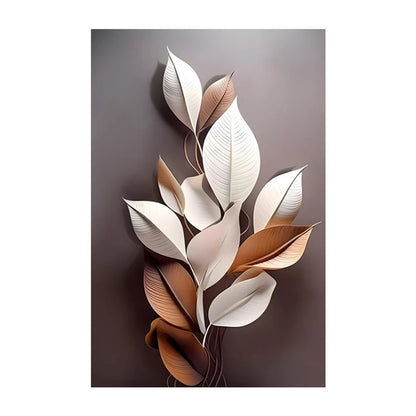 Wabi-Sabi-Nordic Light Painting, Luxury Flower Leaf Wall Art, Canvas Painting, Living Room, Home Decor