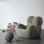 Luxury Mom's Embrace Bean Bag Sofa with Ottoman Modern Striped Cozy Seating for Living Room Bedroom Lounge Chair Decor Furniture