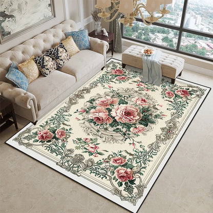 European Floral Large Carpet Living Room Luxury Decoration Home Bedroom Bedside Rugs Washable Cloakroom Non-slip Soft Mats Ковер