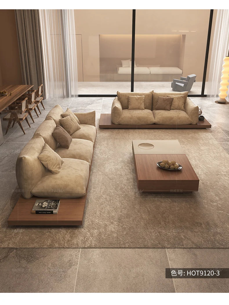 Japanese-style log wabi-sabi wind platform bread fabric sofa living room minimalist creative furniture