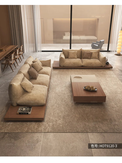 Japanese-style log wabi-sabi wind platform bread fabric sofa living room minimalist creative furniture