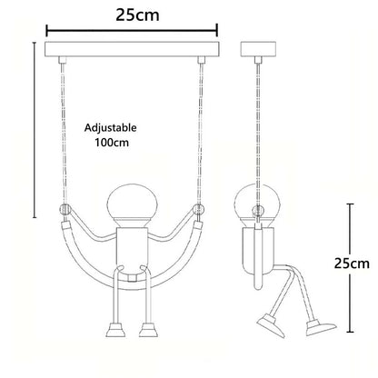 Pendant Lights Nordic Little Iron Man Hanging Lamp Retro Loft Lighting for Children's Room Kitchen Restaurant Coffee Bar Home