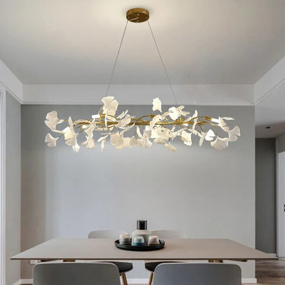 Nordic gingko leaf LED chandelier modern Kitchen living room Bedroom Dining room round interior loft ceiling hanging light