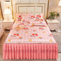 3pcs Set Luxury Classic Floral Bed Skirt with Pillowcase, Ice Silk Flower Print Bedding Set for Dorm, Bedroom, Guest Room Decor