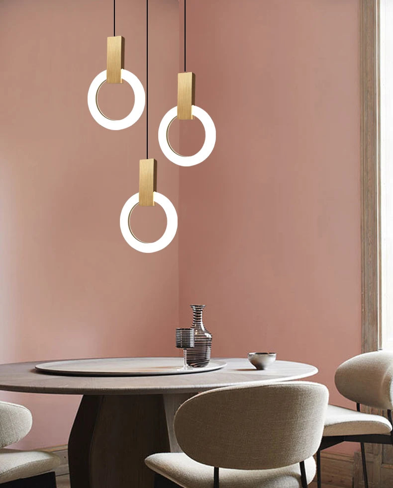 Nordic bedside circular small chandelier, modern and minimalist restaurant chandelier, fashionable bar and study light