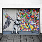 Canvas Wall Art Painting Abstract Banksy Graffiti Art Picture Funny Monkey Street Pop Wall Art Posters for Home Bedroom Decor