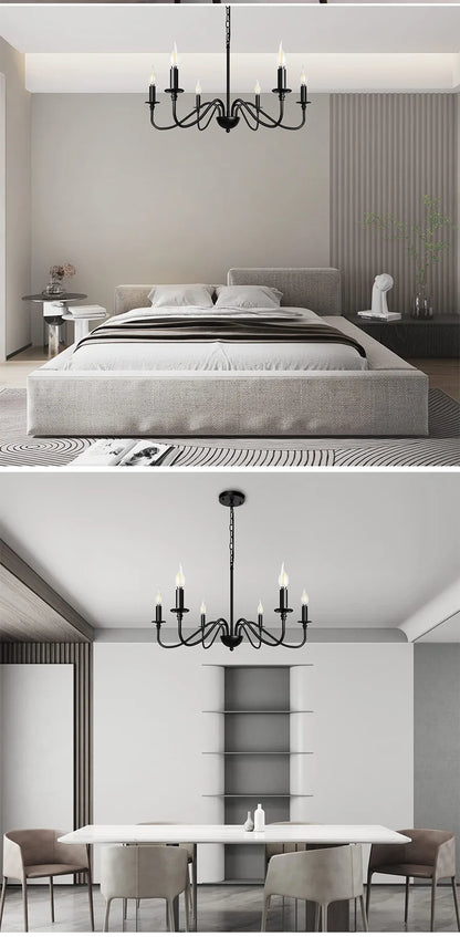 Retro Loft Living Room Chandelier Lighting E14 Vintage American Style Black/Gold Ceiling Chandelier Household Dining Room Light