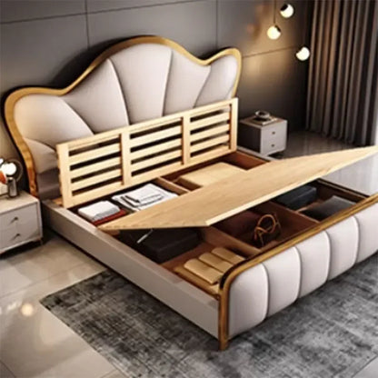 Nordic Luxury Double Bed Modern Wood High End Headboard Frame Double Bed Kids Girl Camas Matrimonial Furniture For Bedroom