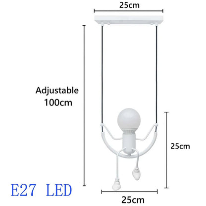 Pendant Lights Nordic Little Iron Man Hanging Lamp Retro Loft Lighting for Children's Room Kitchen Restaurant Coffee Bar Home