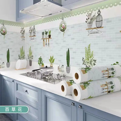 Kitchen Stove Oil-proof Sticker Waterproof High Temperature Resistant Wallpapers Kitchen Decoration Self Adhesive Contact Paper