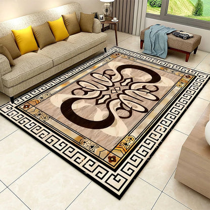 Black Gold Marble Area Rug Modern Abstract Geometric Rug Non-Slip Soft Floor Carpet Decor for Home Living Room Bedroom Office