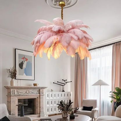 Feather Chandelier Ceiling Lamp LED Pendant Light Nordic Home Decor Lustre Modern Chandelier Pendant Light for Living Room