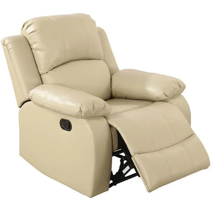 Beige Recliner Sofa Set, Manual Reclining Sofa Living Room Furniture Sets Bonded Leather Reclining sofas(Beige, 3PCS Set)