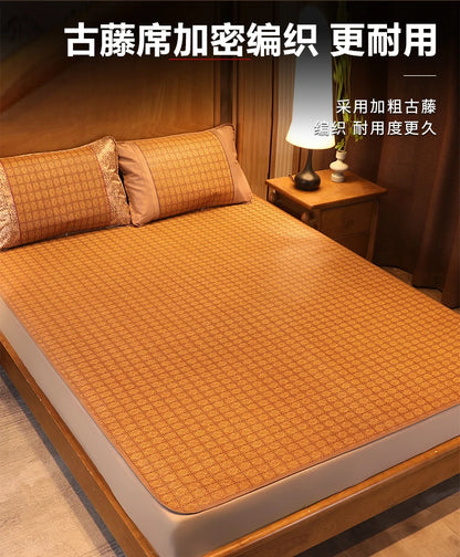 Cool mat summer rattan mat dual-use student dormitory single double foldable mattress summer natural pure rattan straw mat home
