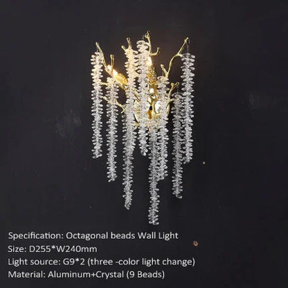 Round Gold Crystal Chandelier For Bedroom Living Room Dining Room Lounge Modern Luxury Gold Ceiling Crystal Branch Chandeliers