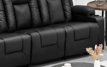Recline Chair Set，Furniture 2PC Bonded Leather Recliner Set Living Room Set Sofa Loveseat BlackLiving Room Set 3+2