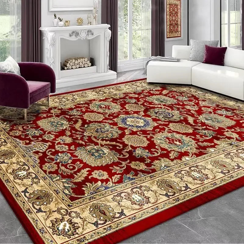 Vintage Persian Red Carpet Living Room High-end Luxury American Hairless Tea Table Rug Bedroom Bed End Anti-slip Large Area Mat