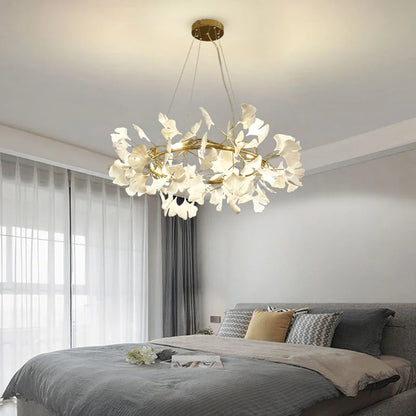 Nordic gingko leaf LED chandelier modern Kitchen living room Bedroom Dining room round interior loft ceiling hanging light