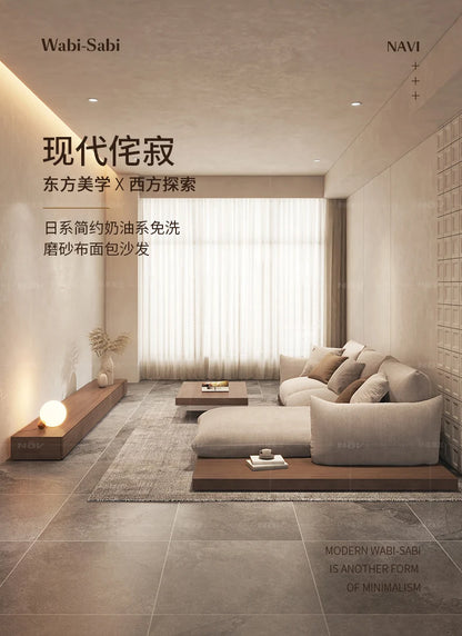 Japanese-style log wabi-sabi wind platform bread fabric sofa living room minimalist creative furniture
