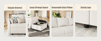 Sectional Sofa with Storage, Convertible 6 Seat Sectional Couches for Living Room, U Shaped Sectional Sofa with Chaise, Comfy Se