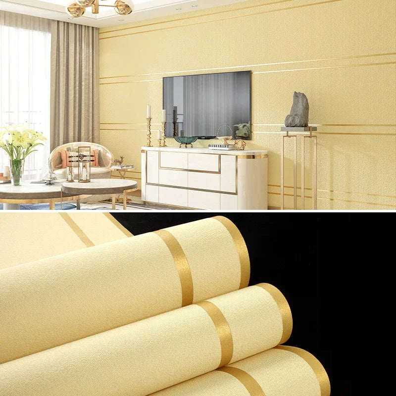 3d Wallpaper Modern Simple Striped Pattern Living Room Tv Background Home Decor Deerskin Texture Non Self Adhesive Wall Sticker
