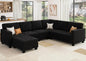 Velvet Modular Sectional Sofa, L Shaped Sofa Couch with Storage Top Tray Ottoman U Shape Sectional Couch for Living Room