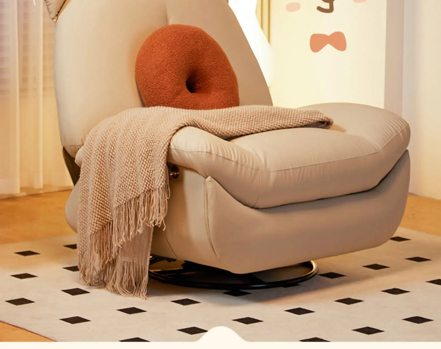 Electric Modern Individual Armchair Rattan Furniture Living Chair Upholstered Rocking Ground Bedroom Sillon Chairs Wheel Design