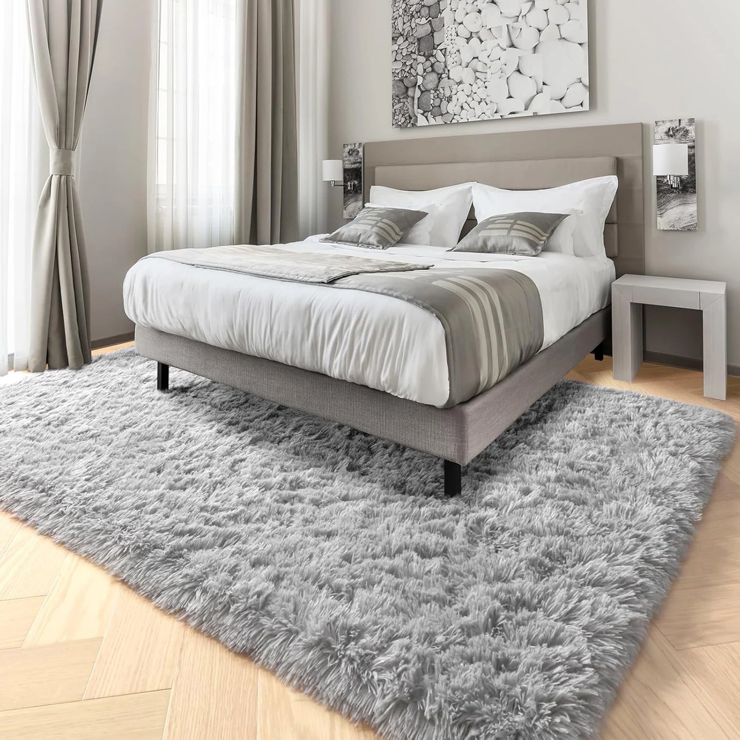 Grey Area Rugs for Living Room Bedroom carpet Soft Plush Fluffy Rug for Dorm Room Classroom Home Office Nursery Thick Carpet