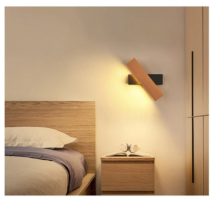 New Rotatable Wall Lamp Nordic Solid Wood LED Wall Light Simple Bedside Study Reading Adjustable Lighting Home Decor Lamps
