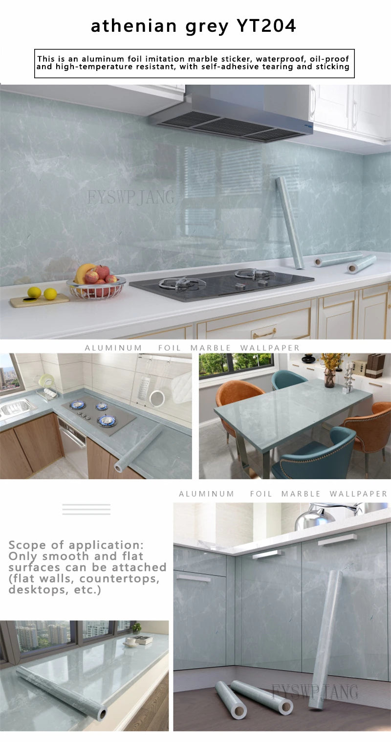 40cm Width Marble Self Adhesive Wallpaper Vinyl Wall Stickers Waterproof Contact Paper For Kitchen Decorative Film Home Decor