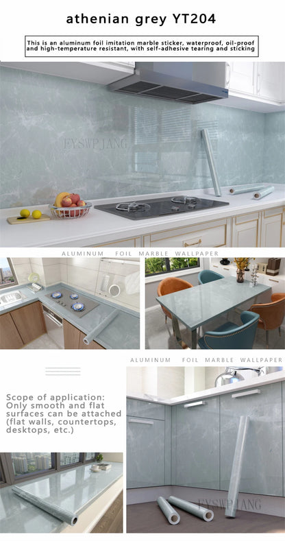 40cm Width Marble Self Adhesive Wallpaper Vinyl Wall Stickers Waterproof Contact Paper For Kitchen Decorative Film Home Decor