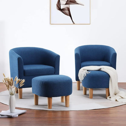 Accent Chair, Sherpa Chair White Fluffy Chair Teddy Barrel Chair with Ottoman Comfy ArmChair Footrest Set