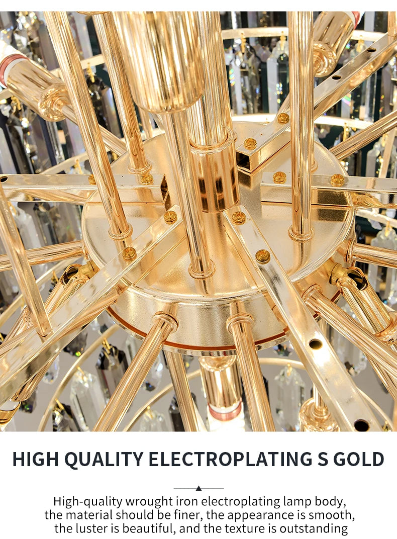 Designer LED Light Luxury Villa Main Hall Crystal Chandelier Luxury Hotel Restaurant Sales Office Custom Lights Pendant lights