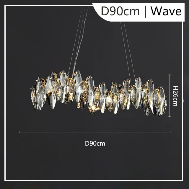 Modern Grey Clear Crystal Chandelier Light Luxury LED Lamp Fixture For Living Dining Room Winfordo Lighting