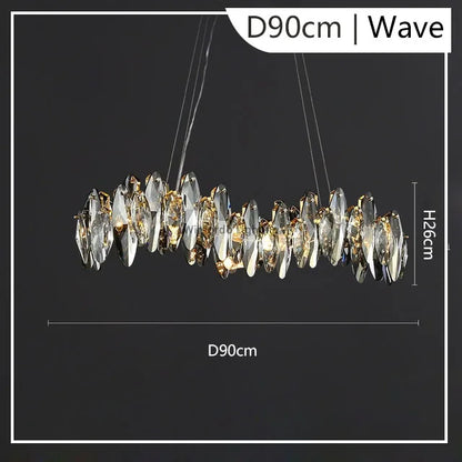 Modern Grey Clear Crystal Chandelier Light Luxury LED Lamp Fixture For Living Dining Room Winfordo Lighting