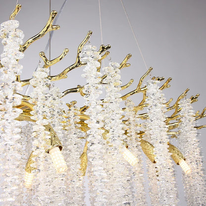 Round Gold Crystal Chandelier For Bedroom Living Room Dining Room Lounge Modern Luxury Gold Ceiling Crystal Branch Chandeliers