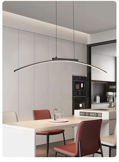 Modern LED Pendant Light Dimmable Hanging Lamp for Dining Room Kitchen Minimalist Arc Design Restaurant Energy Saving, Easy Inst